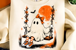 Vintage Halloween Ghost Witch PNG, Ghost Coffee PNG, Spooky Product Image 9