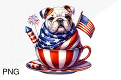 4th Of July Bull Dog Sublimation - 4th of july Clipart PNG Product Image 1