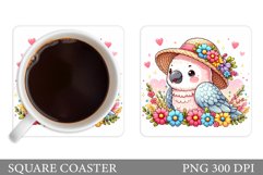 Cute Parrot Coaster Design. Spring Coaster Sublimation Product Image 1