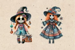 Watercolor Halloween Zombie Doll. PNG sublimation Product Image 3