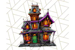 Haunted Houses Clipart PNG, Spooky Halloween Homes Product Image 5