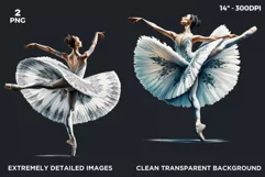 2 Watercolor Ballerina Watercolor clipart, ballet Dancer png Product Image 2