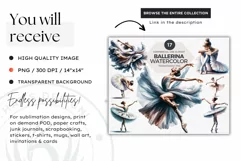 Watercolor Ballerina Watercolor clipart, ballet Dancer png Product Image 3