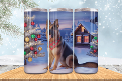 Winter Dog Christmas Snowflake PNG, Icy Tree 20oz Tumbler wr Product Image 1