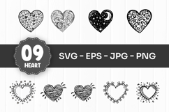 Detailed Black Ink Heart Illustrations SVG PNG Product Image 1
