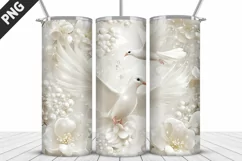 3D Christmas Doves Tumbler Wrap - 20 Oz Skinny Tumbler PNG Product Image 5