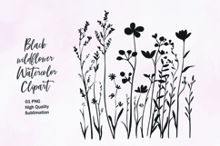 Black wildflower outline clipart sublimation Product Image 1