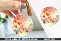 Flower Keychain Sublimation - Autumn Keychain PNG Design Product Image 1