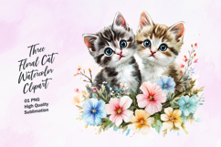 Three cute floral cat watercolor clipart Product Image 1