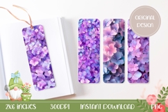 Purple Flowers Bookmark Designs, Hydrangea Bookmark Print Product Image 1