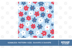 American 4th of July USA Patriotic Flowers Seamless Pattern Product Image 2