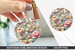 Flower Keychain Sublimation - Autumn Keychain PNG Design Product Image 1