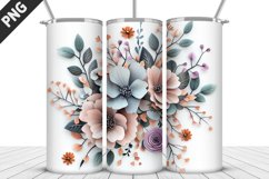 3D Flowers Tumbler Wrap | Sublimation Design | Tumble PNG Product Image 2