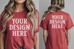 Christmas Bella Canvas 3001 Red Front &amp; Back Mockups Product Image 1