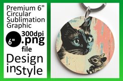 Delightful Feline Sublimation: Round &amp; Keychain Product Image 1