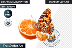 Vibrant Butterfly with Fruit PNG, Tropical Summer Clipart Product Image 1