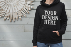 Black Gildan 18500 Hoodie Mockup, G18000 Hoodie Model mockup Product Image 1