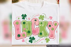 Lucky St Patricks Day PNG, Pink Green Shamrock Design Product Image 2