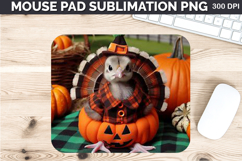 Watercolor Turkey Mouse Pad Sublimation - Thanksgiving PNG Product Image 1