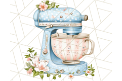Blue Cottagecore Kitchen Clipart, Vintage Country Floral Png Product Image 5