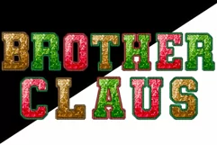 Brother Claus Christmas PNG File, Sequin Letters Faux Product Image 2