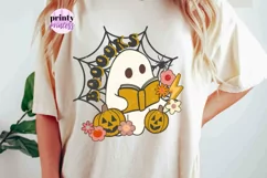 Book Lover Halloween PNG, Funny Ghost Halloween Sublimation Product Image 1