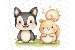 Cute Animal Friends Clipart PNG, Whimsical Spring Animal Duo Product Image 5