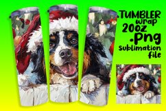 Sublimation Tumbler Wrap Winter Peeking Dog Christmas 20oz Product Image 1