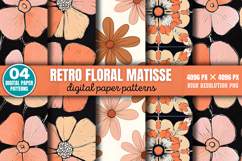 Retro floral matisse pattern Digital Paper Background PNG Product Image 10