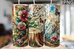 Watercolor Flower Wooden Stump Tumbler - High Quality 3Dpi Product Image 1