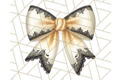 Muted Halloween Bow Clipart, Fall Ribbon PNG Autumn Hair Bow Product Image 5