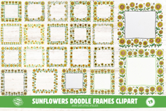 Sunflowers Doodle Frames Clipart Product Image 1