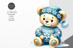 Christmas clipart, Teddy bear clipart, Winter clipart Product Image 1