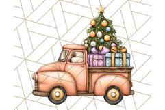 Vintage Christmas Truck Clipart PNG, Retro Holiday Vehicle Product Image 5