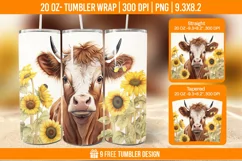 3D Highland Cow Tumbler Designs, Sublimation Wrap Product Image 1