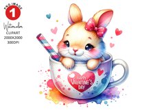 Mouse Valentine Clipart | Watercolor Clipart | Sublimation Product Image 1