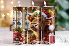 Christmas Highland Cow Tumbler Wrap | Christmas Product Image 1