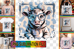 Cheerful TSHIRT Art Ideas PNG, Cute Cow Product Image 1