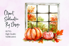 Autumn Window Watercolor Sublimation PNG Product Image 1