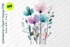 Watercolor Flower Clipart Illustration On Gray Clipart Product Image 1