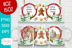 Cute Christmas photo mug wrap PNG, Gingerbread cookie mug Product Image 3