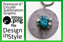 Cute Keychain Circle Design PNG , 3D Heart Product Image 1
