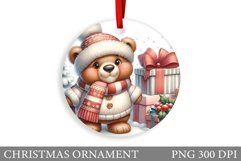 Cute Bear Christmas Ornament. Christmas Bear Sublimation Product Image 1