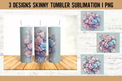 20 oz Tumbler Wrap 3D Flowers Sublimation Design PNG Product Image 1