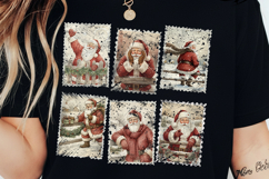 Retro Santa Claus PNG, Christmas Stamp Png, Holiday Vibe Png Product Image 1