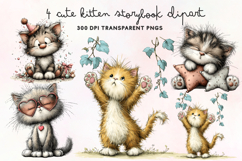 Cute Kitten Storybook Clipart PNG Product Image 1