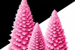Merry Christmas Pink Trees Png, Sublimation Designs Product Image 3