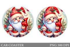Christmas Gnome Car Coaster. Christmas Car Coaster Design Product Image 1