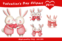 Cute Bunny Couple Love Clipart PNG Product Image 1