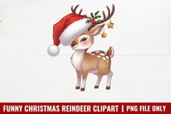 Funny Christmas Reindeer Clipart PNG Product Image 1